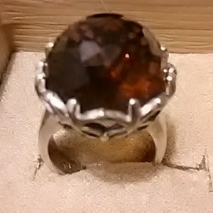 Cognac? Brown Faceted signed Ring 925